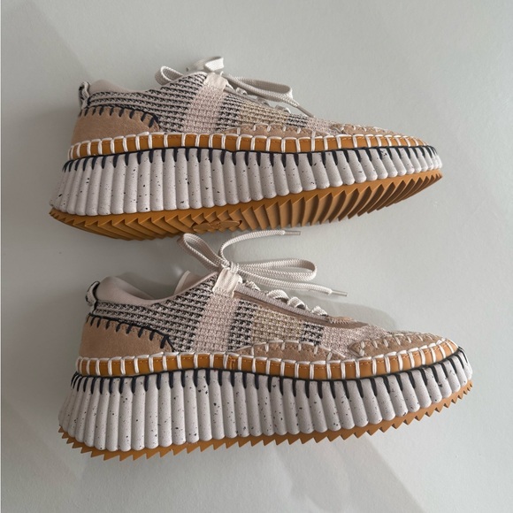 Chloé Nama embroidered Biscotti Beige sneakers. Size 8.5 EU 39. - Picture 5 of 9